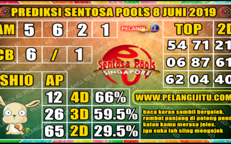 PREDIKSI TOGEL SENTOSA POOLS 8 JUNI 2019