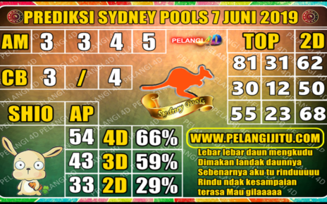 PREDIKSI TOGEL SYDNEY POOLS 7 JUNI 2019