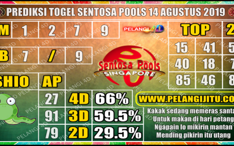 PREDIKSI TOGEL SENTOSA POOLS 14 AGUSTUS 2019