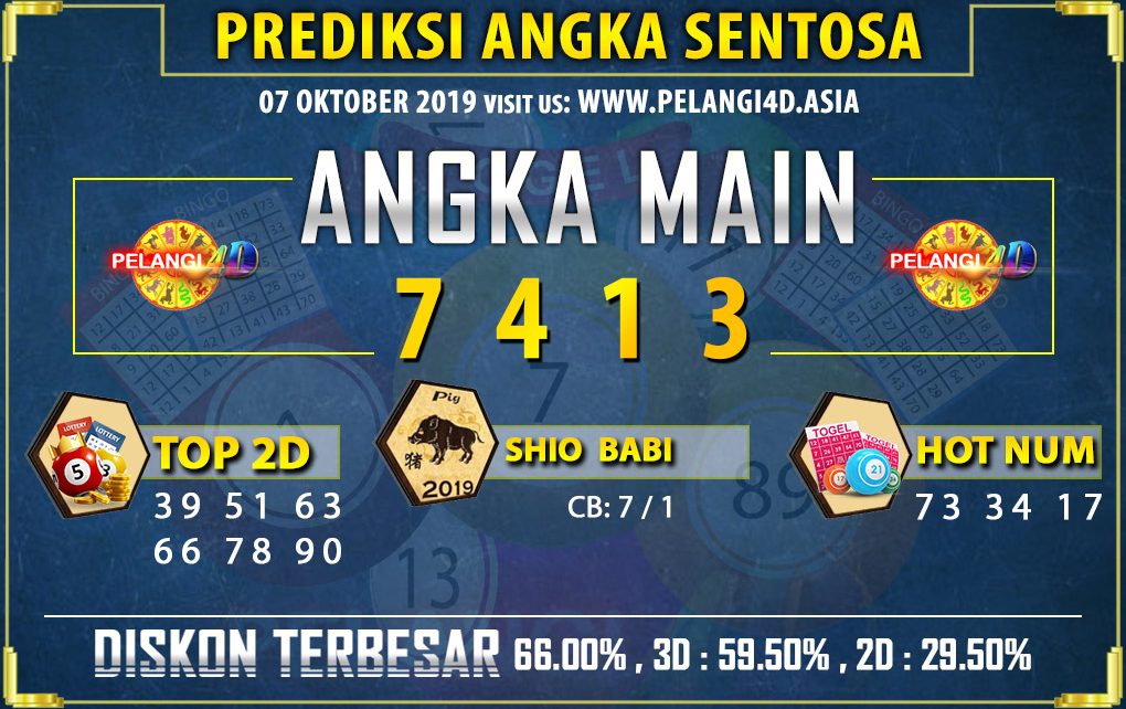 PREDIKSI TOGEL SENTOSA POOLS 07 OKTOBER 2019