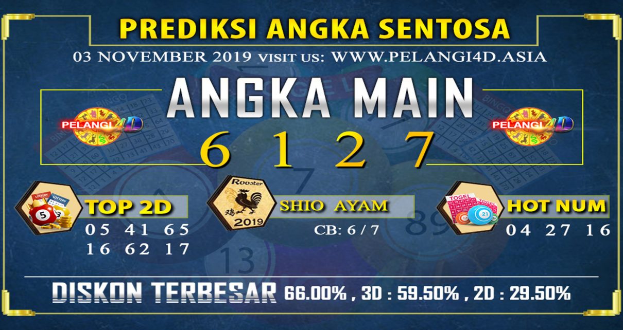 PREDIKSI TOGEL SENTOSA POOLS 03 NOVEMBER 2019