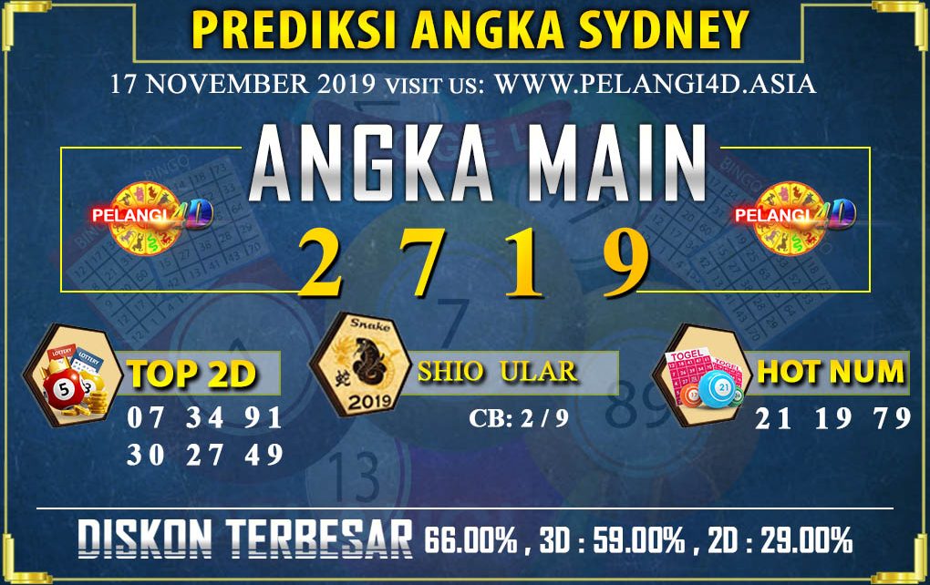 PREDIKSI TOGEL SYDNEY POOLS 17 NOVEMBER 2019