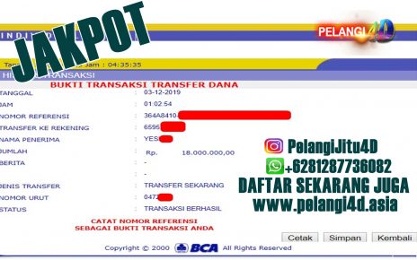 Bukti Jacpot Togel Member Pelangi4d 18.000.000 Dengan Modal 100.000 Rupiah