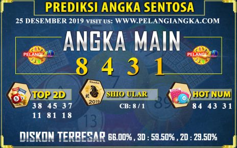 PREDIKSI TOGEL SENTOSA POOLS 25 DESEMBER 2019