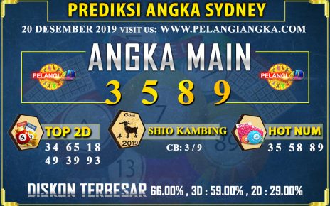 PREDIKSI TOGEL SYDNEY POOLS 20 DESEMBER 2019