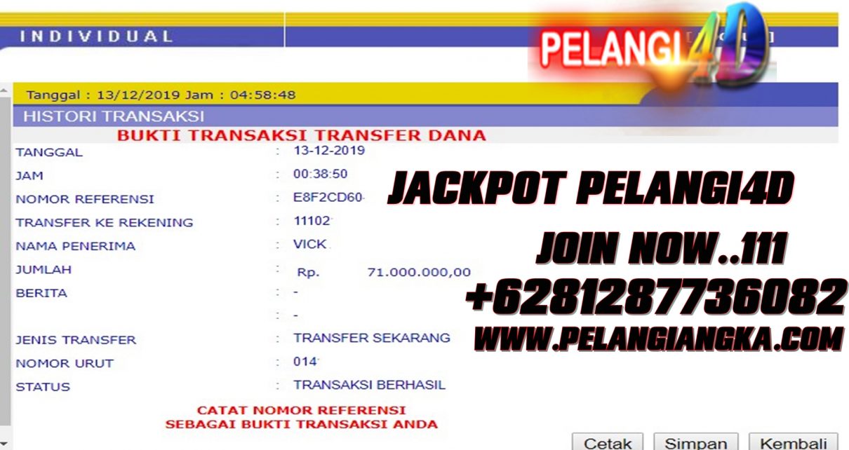 Lagi Bukti Jacpot Member Pelangi4d 71.000.000 Kami Bayar Lunas.