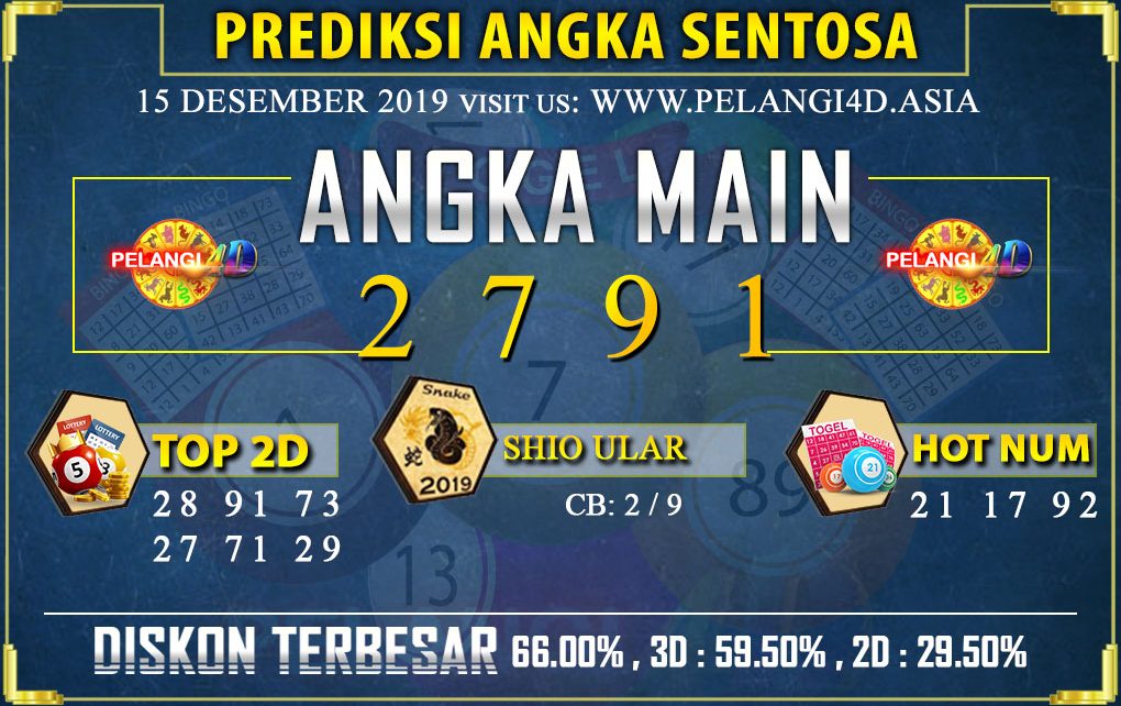 PREDIKSI TOGEL SENTOSA POOLS 15 DESEMBER 2019