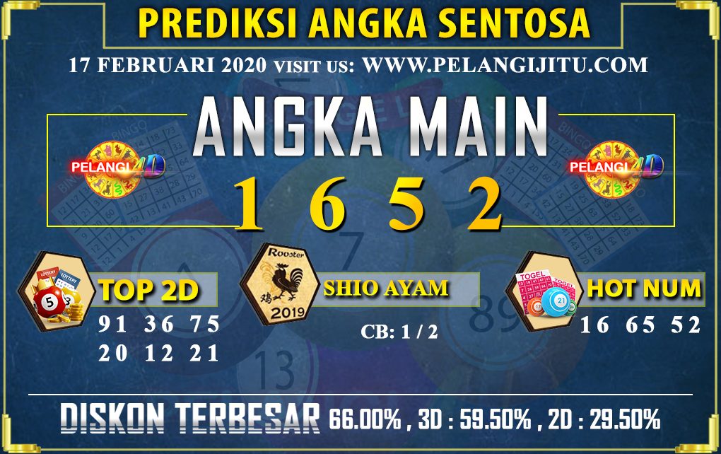 PREDIKSI TOGEL SENTOSA POOLS 17 FEBRUARI 2020