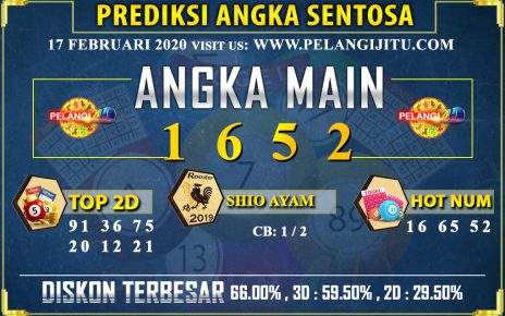 PREDIKSI TOGEL SENTOSA POOLS 17 FEBRUARI 2020