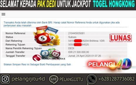 BUKTI JACKPOT TOGEL HONGKONG DI Pelangi4D