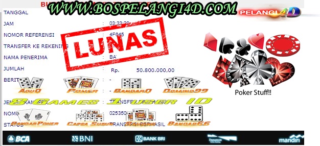 Bukti kemenangan permainan Poker Di Pelangi4D 18 JUNI 2020