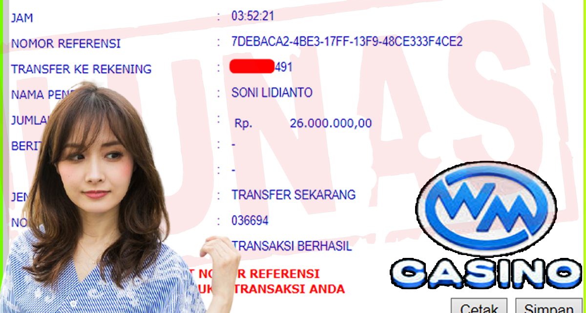 BUKTI KEMENANGAN MEMBER PELANGI4D DARI WM CASINO