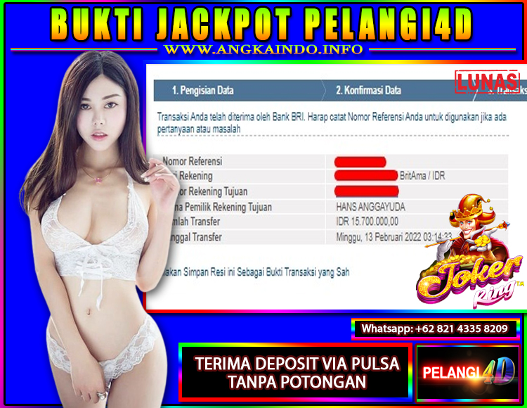 JACKPOT SLOT GAME 13 FEBRUARI 2022 PELANGI4D