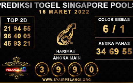 PREDIKSI TOGEL SINGAPORE POOLS 16 MARET 2022