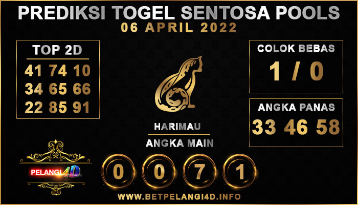 PREDIKSI TOGEL SENTOSA POOLS 06 APRIL 2022