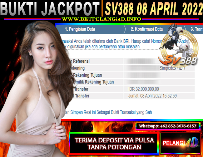 BUKTI JACKPOT SABUNG AYAM SV388 08 APRIL 2022