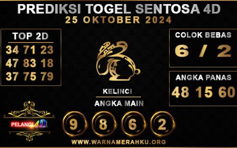 PREDIKSI TOGEL SENTOSA 4D 25 OKTOBER 2024